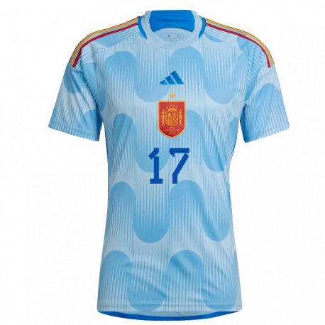 Kandiny Homme Maillot Espagne Marcos Alonso #17 Bleu Ciel Tenues Extérieur 22-24 T-shirt