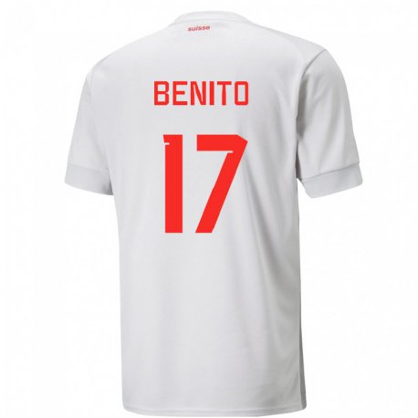 Kandiny Homme Maillot Suisse Loris Benito #17 Blanc Tenues Extérieur 22-24 T-shirt