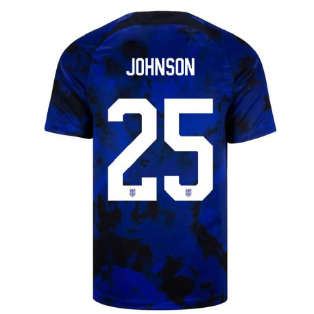 Kandiny Homme Maillot États-unis Sean Johnson #25 Bleu Royal Tenues Extérieur 22-24 T-shirt