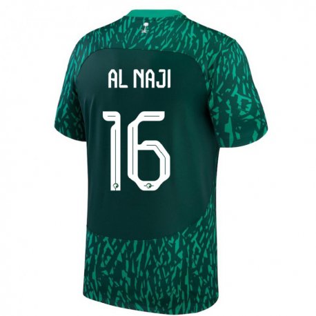 Kandiny Homme Maillot Arabie Saoudite Sami Al Naji #16 Vert Foncé Tenues Extérieur 22-24 T-shirt