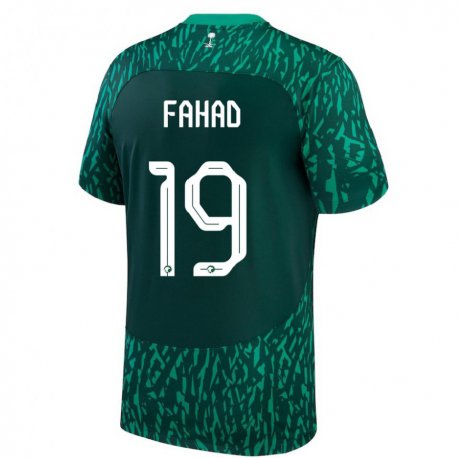 Kandiny Homme Maillot Arabie Saoudite Fahad Al Muwallad #19 Vert Foncé Tenues Extérieur 22-24 T-shirt