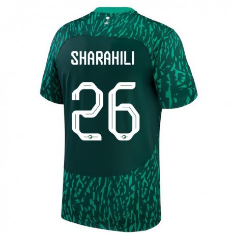 Kandiny Homme Maillot Arabie Saoudite Riyadh Sharahili #26 Vert Foncé Tenues Extérieur 22-24 T-shirt