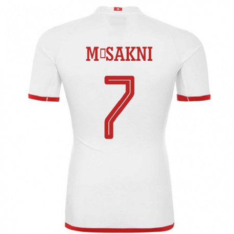 Kandiny Homme Maillot Tunisie Youssef M Sakni #7 Blanc Tenues Extérieur 22-24 T-shirt