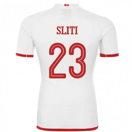 Kandiny Homme Maillot Tunisie Naim Sliti #23 Blanc Tenues Extérieur 22-24 T-shirt