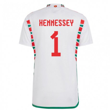 Kandiny Homme Maillot Pays De Galles Wayne Hennessey #1 Blanc Tenues Extérieur 22-24 T-shirt