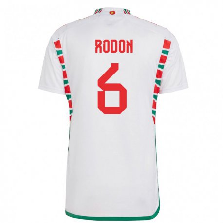 Kandiny Homme Maillot Pays De Galles Joe Rodon #6 Blanc Tenues Extérieur 22-24 T-shirt