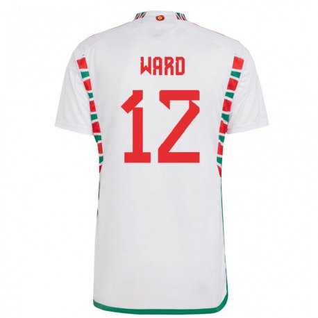 Kandiny Homme Maillot Pays De Galles Danny Ward #12 Blanc Tenues Extérieur 22-24 T-shirt
