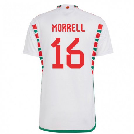 Kandiny Homme Maillot Pays De Galles Joe Morrell #16 Blanc Tenues Extérieur 22-24 T-shirt