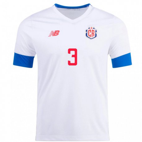 Kandiny Homme Maillot Costa Rica Juan Pablo Vargas #3 Blanc Tenues Extérieur 22-24 T-shirt