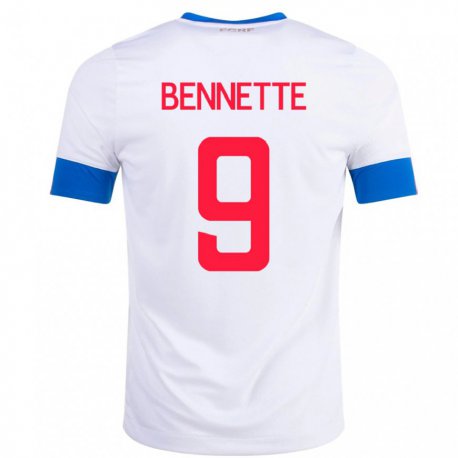 Kandiny Homme Maillot Costa Rica Jewison Bennette #9 Blanc Tenues Extérieur 22-24 T-shirt