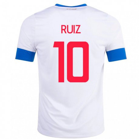 Kandiny Homme Maillot Costa Rica Bryan Ruiz #10 Blanc Tenues Extérieur 22-24 T-shirt