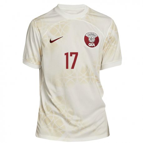 Kandiny Homme Maillot Qatar Abdelrahman Fahmi Moustafa #17 Beige Doré Tenues Extérieur 22-24 T-shirt