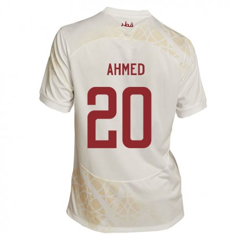 Kandiny Homme Maillot Qatar Ahmed Fadel Hasaba #20 Beige Doré Tenues Extérieur 22-24 T-shirt