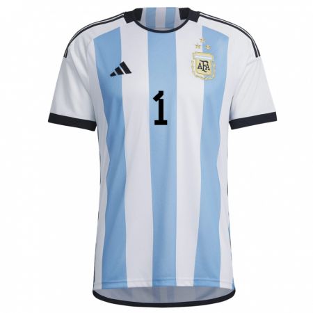 Kandiny Femme Maillot Argentine Franco Armani #1 Blanc Bleu Ciel Tenues Domicile 22-24 T-shirt