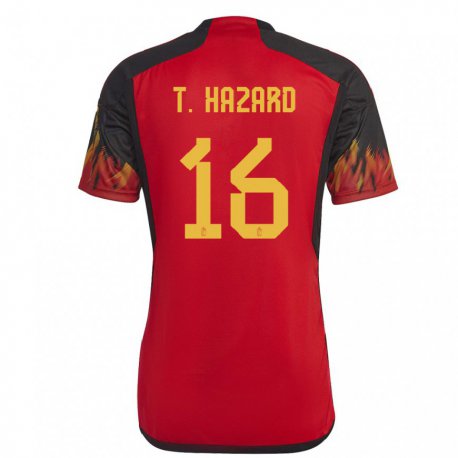 Kandiny Femme Maillot Belgique Thorgan Hazard #16 Rouge Tenues Domicile 22-24 T-shirt