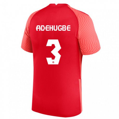 Kandiny Femme Maillot Canada Samuel Adekugbe #3 Rouge Tenues Domicile 22-24 T-shirt