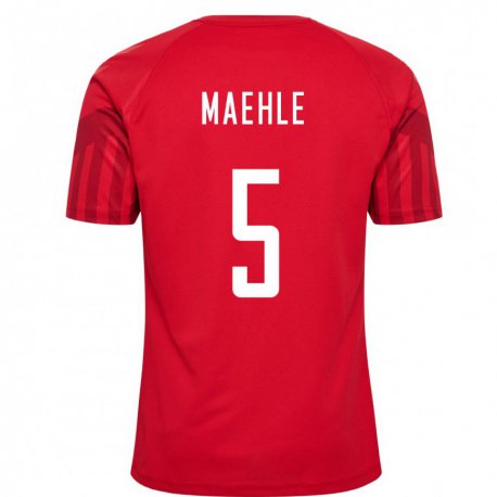 Kandiny Femme Maillot Danemark Joakim Maehle #5 Rouge Tenues Domicile 22-24 T-shirt