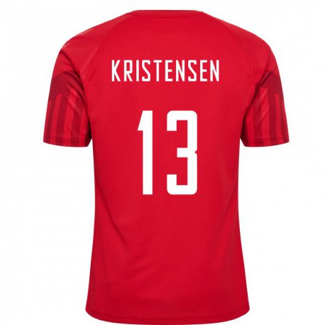 Kandiny Femme Maillot Danemark Rasmus Kristensen #13 Rouge Tenues Domicile 22-24 T-shirt