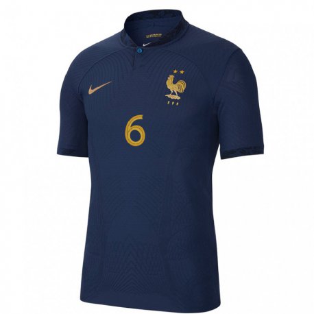 Kandiny Femme Maillot France Eduardo Camavinga #6 Bleu Marine Tenues Domicile 22-24 T-shirt