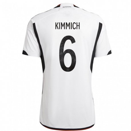 Kandiny Femme Maillot Allemagne Joshua Kimmich #6 Blanc Noir Tenues Domicile 22-24 T-shirt