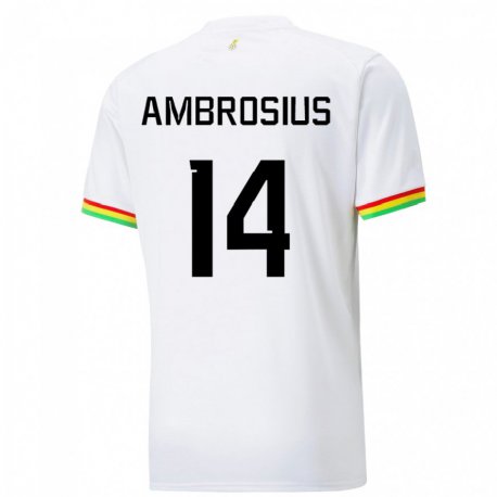 Kandiny Femme Maillot Ghana Stephan Ambrosius #14 Blanc Tenues Domicile 22-24 T-shirt