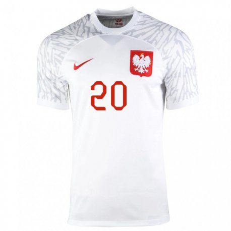 Kandiny Femme Maillot Pologne Piotr Zielinski #20 Blanc Tenues Domicile 22-24 T-shirt