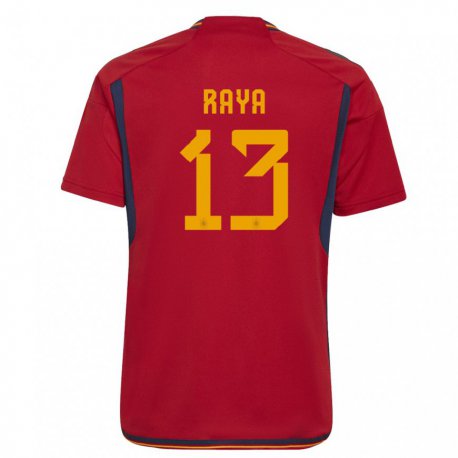 Kandiny Femme Maillot Espagne David Raya #13 Rouge Tenues Domicile 22-24 T-shirt