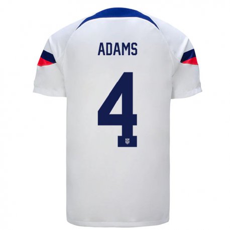 Kandiny Femme Maillot États-unis Tyler Adams #4 Blanc Tenues Domicile 22-24 T-shirt