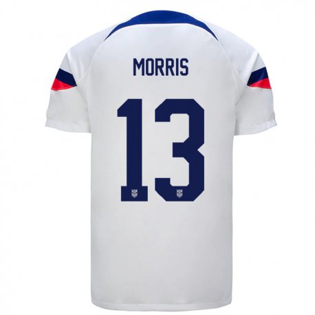 Kandiny Femme Maillot États-unis Jordan Morris #13 Blanc Tenues Domicile 22-24 T-shirt