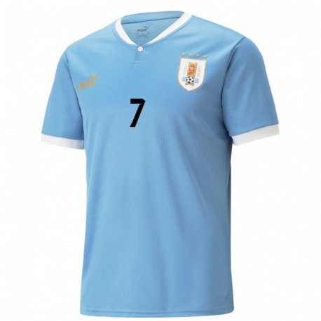 Kandiny Femme Maillot Uruguay Nicolas De La Cruz #7 Bleue Tenues Domicile 22-24 T-shirt