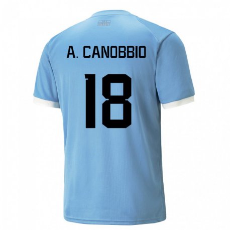 Kandiny Femme Maillot Uruguay Agustin Canobbio #18 Bleue Tenues Domicile 22-24 T-shirt