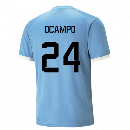 Kandiny Femme Maillot Uruguay Brian Ocampo #24 Bleue Tenues Domicile 22-24 T-shirt
