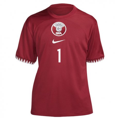 Kandiny Femme Maillot Qatar Saad Al Sheeb #1 Bordeaux Tenues Domicile 22-24 T-shirt