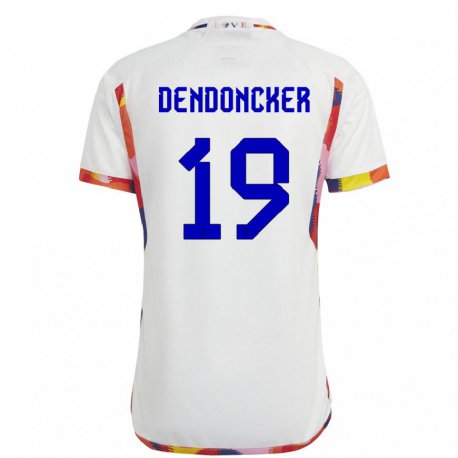 Kandiny Femme Maillot Belgique Leander Dendoncker #19 Blanc Tenues Extérieur 22-24 T-shirt