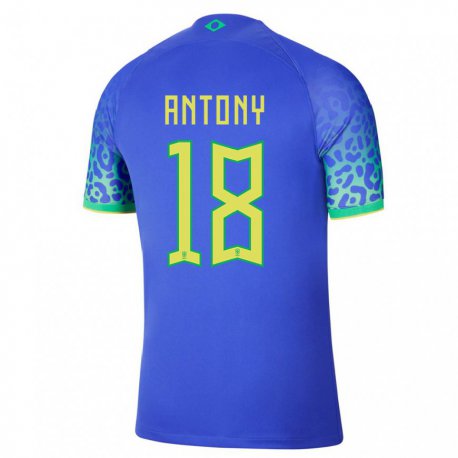 Kandiny Femme Maillot Brésil Antony #18 Bleue Tenues Extérieur 22-24 T-shirt