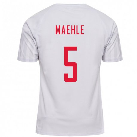 Kandiny Femme Maillot Danemark Joakim Maehle #5 Blanc Tenues Extérieur 22-24 T-shirt