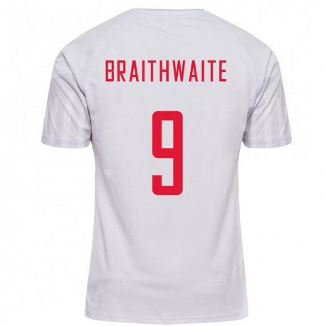 Kandiny Femme Maillot Danemark Martin Braithwaite #9 Blanc Tenues Extérieur 22-24 T-shirt