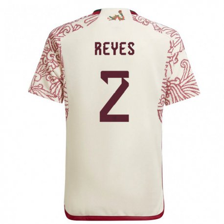 Kandiny Femme Maillot Mexique Luis Reyes #2 Merveille Blanc Rouge Tenues Extérieur 22-24 T-shirt