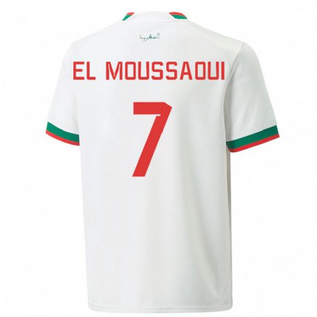 Kandiny Femme Maillot Maroc Hamza El Moussaoui #7 Blanc Tenues Extérieur 22-24 T-shirt