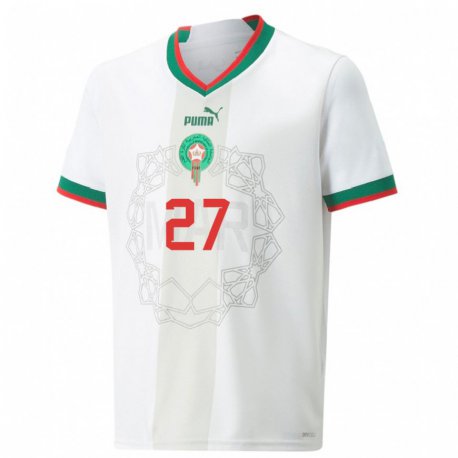Kandiny Femme Maillot Maroc Soufiane Rahimi #27 Blanc Tenues Extérieur 22-24 T-shirt