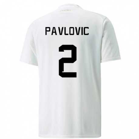 Kandiny Femme Maillot Serbie Strahinja Pavlovic #2 Blanc Tenues Extérieur 22-24 T-shirt