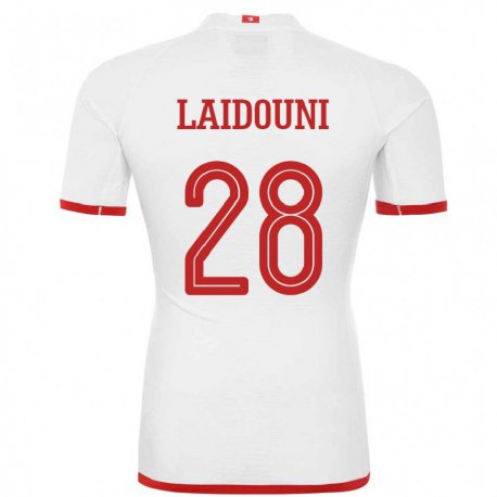 Kandiny Femme Maillot Tunisie Aissa Laidouni #28 Blanc Tenues Extérieur 22-24 T-shirt