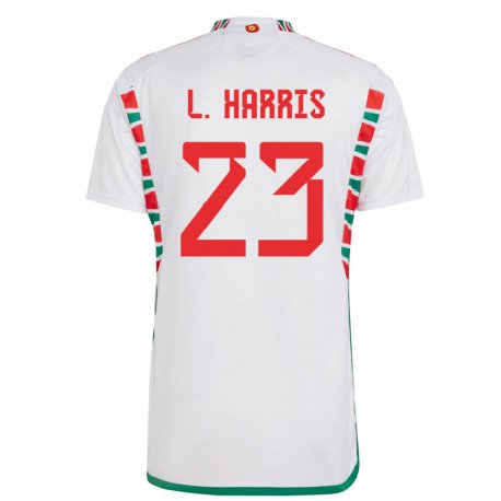 Kandiny Femme Maillot Pays De Galles Luke Harris #23 Blanc Tenues Extérieur 22-24 T-shirt