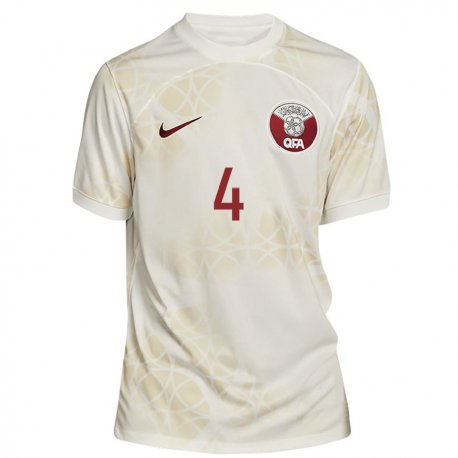Kandiny Femme Maillot Qatar Mohammed Waad #4 Beige Doré Tenues Extérieur 22-24 T-shirt