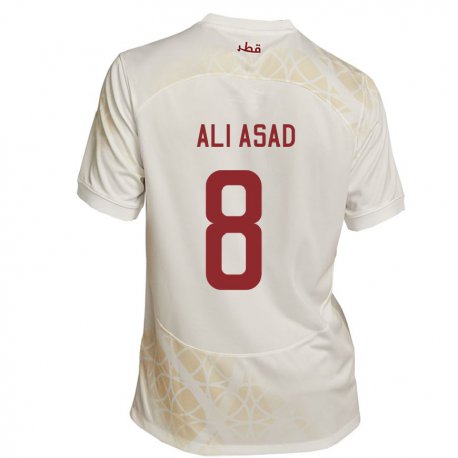 Kandiny Femme Maillot Qatar Ali Asad #8 Beige Doré Tenues Extérieur 22-24 T-shirt
