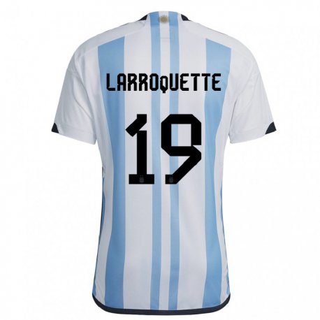 Kandiny Enfant Maillot Argentine Mariana Larroquette #19 Blanc Bleu Ciel Tenues Domicile 22-24 T-shirt