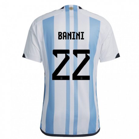 Kandiny Enfant Maillot Argentine Estefania Banini #22 Blanc Bleu Ciel Tenues Domicile 22-24 T-shirt