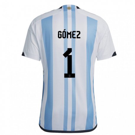 Kandiny Enfant Maillot Argentine Francisco Gomez #1 Blanc Bleu Ciel Tenues Domicile 22-24 T-shirt
