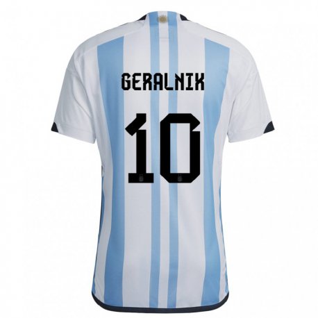 Kandiny Enfant Maillot Argentine Tiago Geralnik #10 Blanc Bleu Ciel Tenues Domicile 22-24 T-shirt