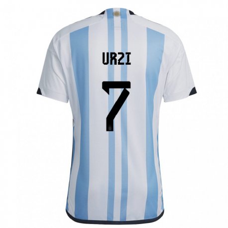 Kandiny Enfant Maillot Argentine Agustin Urzi #7 Blanc Bleu Ciel Tenues Domicile 22-24 T-shirt
